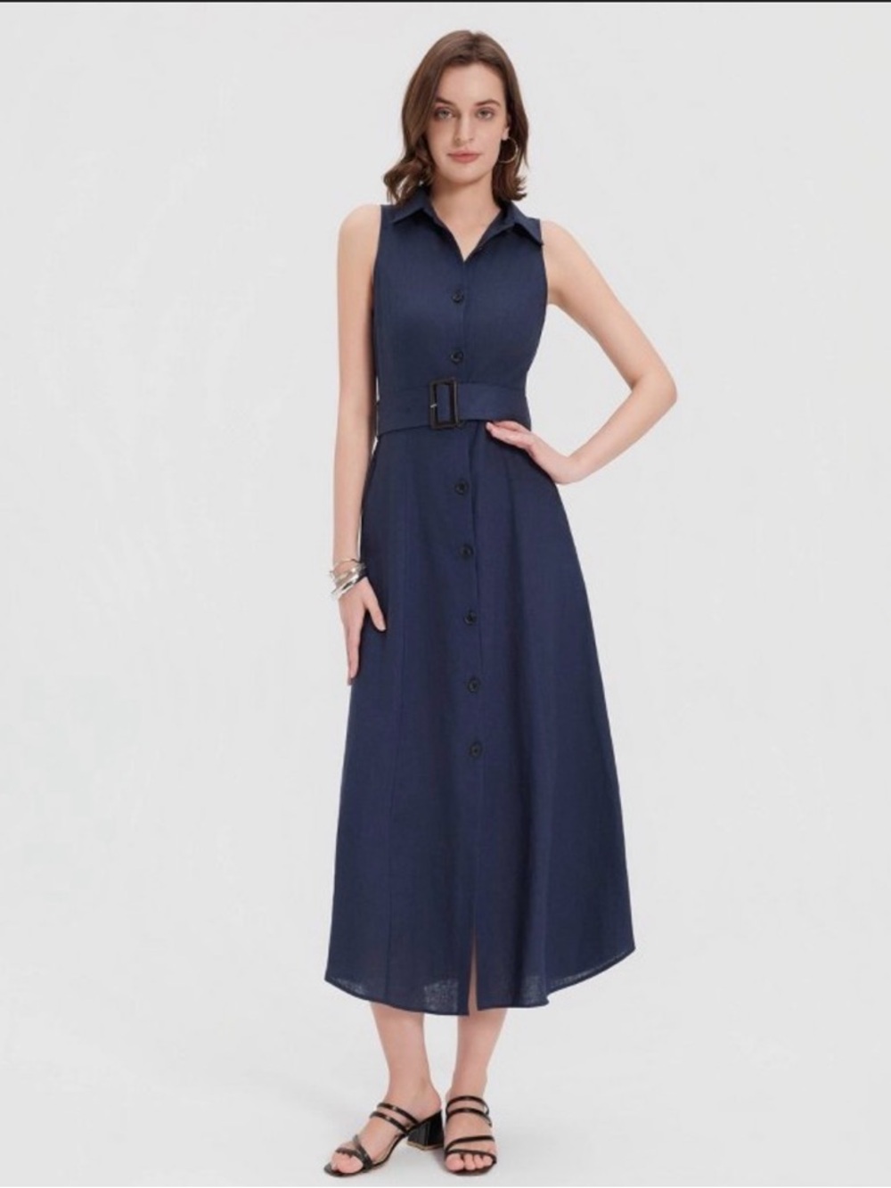 NWT a new day Button Front Belted Shirtdress